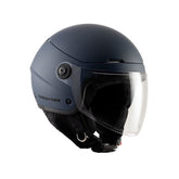 Casco EL'POP, un casco demi-jet in policarbonato blu scuro. Ventilazione Dynamic Flow. Di TUCANO URBANO.